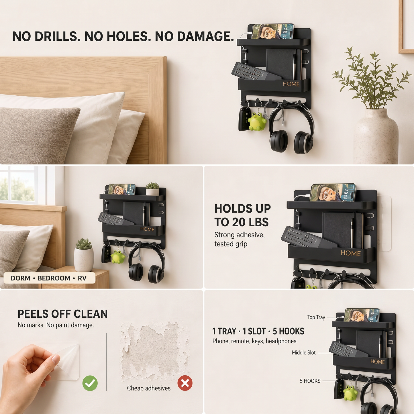 DormDock™ 2.0 - Bedside Organizer