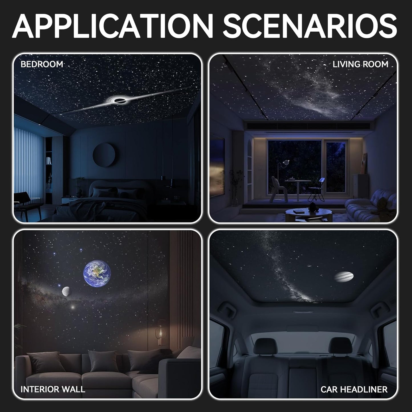 2-In-1 Galaxy Projector Night Light with 5 Projection Films for Bedroom | Adjustable Brightness & Focus, 360° Rotating Design, USB Starry Sky Night Light Projector for Bedroom Car Ceiling Decor